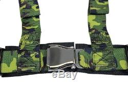 2 X ANIKI CAMO 4 POINT AIRCRAFT BUCKLE SEAT BELT HARNESS with ULTRA SHOULDER PAD