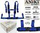 2 X Aniki Blue 4 Point Aircraft Buckle Racing Seat Belt Harness Fits Polaris Utv