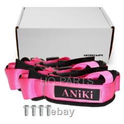 2 X Aniki Pink 4 Point Aircraft Buckle Racing Seat Belt Harness For Polaris Utv