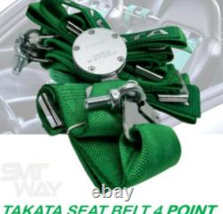 2 X Racing Seat Belt Harness Camlock Green Colour Takata 4 Point Snap-On DHL