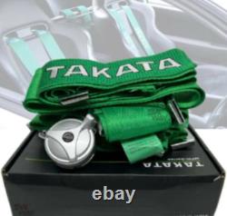 2 X Racing Seat Belt Harness Camlock Green Colour Takata 4 Point Snap-On DHL