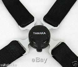 2 X Tanaka Black 4 Point Camlock Quick Release Racing Seat Belt Harness 2