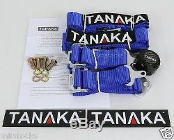 2 X Tanaka Universal Blue 4 Point Camlock Quick Release Racing Seat Belt Harness