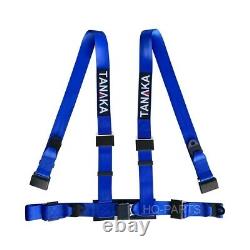 2 X Tanaka Universal Blue 4 Point Ez Release Buckle Racing Seat Belt Harness