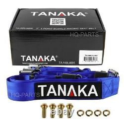 2 X Tanaka Universal Blue 4 Point Ez Release Buckle Racing Seat Belt Harness