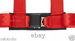 2 X Tanaka Universal Red 4 Point Ez Release Buckle Racing Seat Belt Harness New