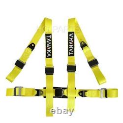 2 X Tanaka Universal Yellow 4 Point Ez Release Buckle Racing Seat Belt Harness