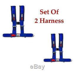 2 qty 4 Point 3 Inch Pad Blue Seat Belt Racing Harness Polaris RZR XP1000 Ranger