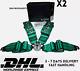 2 x Takata 4 Point Snap-On 3 w Camlock Racing Seat Belt Harness Green Universal
