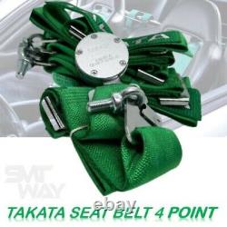 2 x Takata 4 Point Snap-On 3 w Camlock Racing Seat Belt Harness Green Universal