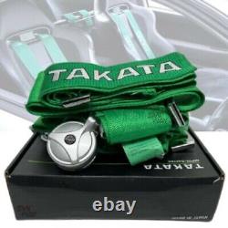 2 x Takata 4 Point Snap-On 3 w Camlock Racing Seat Belt Harness Green Universal