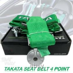 2 x Takata 4 Point Snap-On 3 w Camlock Racing Seat Belt Harness Green Universal