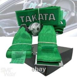 2 x Takata 4 Point Snap-On 3 w Camlock Racing Seat Belt Harness Green Universal