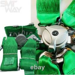 2 x Takata 4 Point Snap-On 3 w Camlock Racing Seat Belt Harness Green Universal