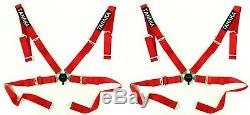 2 x Tanaka Red 4-point Camlock Racing Harness Seat Belt withFREE shoulder strap