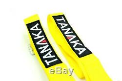 2 x Tanaka Yellow 4-point Camlock Racing Harness Seat Belt withFREE shoulder strap