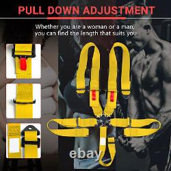 2pc 5 Point Racing Seat Belt Harness Snap-On With Camlock Universal ATV UTV Yellow