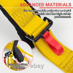 2pc 5 Point Racing Seat Belt Harness Snap-On With Camlock Universal ATV UTV Yellow