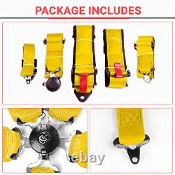 2pc 5 Point Racing Seat Belt Harness Snap-On With Camlock Universal ATV UTV Yellow