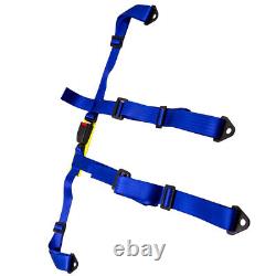 2pcs Universal 4 Point 2 Strap Safety Harness Racing Seat Belt Mounting Blue