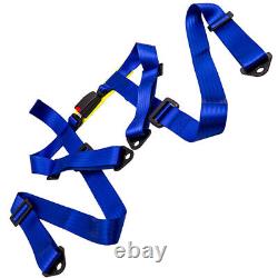 2pcs Universal 4 Point 2 Strap Safety Harness Racing Seat Belt Mounting Blue