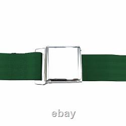 2pt Dark Green Airplane Buckle Retractable Lap Seat Belt withPlate Hardware