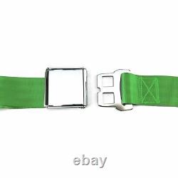 2pt Green Airplane Buckle Retractable Lap Seat Belt withPlate Hardware
