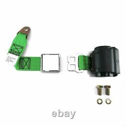 2pt Green Airplane Buckle Retractable Lap Seat Belt withPlate Hardware