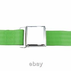2pt Green Retractable Seat Belt Airplane buckle Each Hot Rod Safety Harness Car