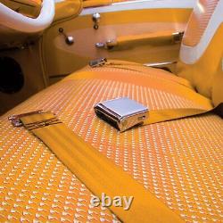 2pt Yellow Airplane Buckle Retractable Lap Seat Belt withPlate Hardware