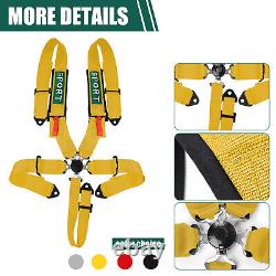 2x 5Point Racing Seat Belt Harness Snap-On With Camlock Yellow Universal ATV UTV