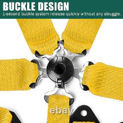 2x 5Point Racing Seat Belt Harness Snap-On With Camlock Yellow Universal ATV UTV