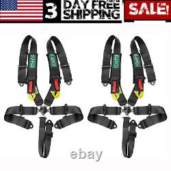 2x 5 Point Cam Lock Racing Harness Seat Belts For Can-Am Polaris ATV Kart Black