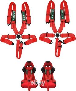 2x 5 Point Racing Harness Camlock Quick Release Safety Seat Belt Black/Red ATV