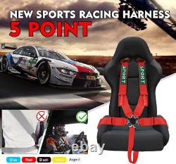 2x 5 Point Racing Harness Camlock Quick Release Safety Seat Belt Black/Red ATV