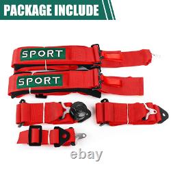 2x 5 Point Racing Harness Camlock Quick Release Safety Seat Belt Black/Red ATV