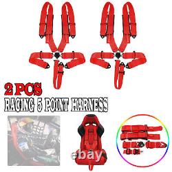 2x 5 Point Racing Seat Belt Harness Cam-Lock Red For ATV UTV Can-Am Polaris RZR