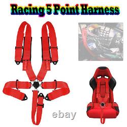 2x 5 Point Racing Seat Belt Harness Cam-Lock Red For ATV UTV Can-Am Polaris RZR