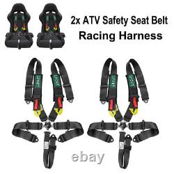 2x 5 Point Safety Seat Belt Cam-Lock Buckle Racing Harness Black for ATV GO Kart