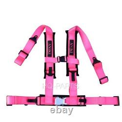 2x Aniki Pink 4 Point Aircraft Buckle Race Seat Belt Harness Ultra Shoulder Pad