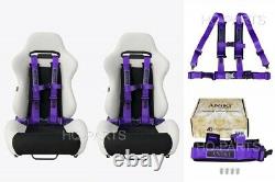 2x Aniki Purple 4 Point Aircraft Buckle Racing Seat Belt Harness For Polaris Utv