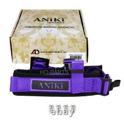 2x Aniki Purple 4 Point Aircraft Buckle Racing Seat Belt Harness For Polaris Utv
