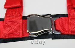 2x Aniki Red 4 Point Aircraft Buckle Racing Seat Belt Harness Ultra Shoulder Pad