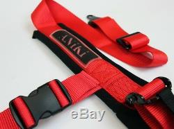 2x Aniki Red 4 Point Aircraft Buckle Racing Seat Belt Harness Ultra Shoulder Pad
