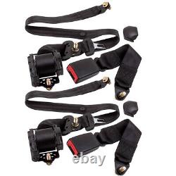 2x Black 3 Point Harness Safety Belt Seat Belt Retractable Universal