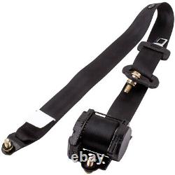 2x Black 3 Point Harness Safety Belt Seat Belt Retractable Universal