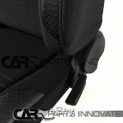 2x Black Cloth PVC Leather Racing Bucket Seats+Red Camlock Harness Belt