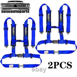 2x Blue 2inch 4 Point Safety Harness Racing Seat Belts For ATV UTV Go-Kart