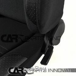 2x JDM Black Cloth PVC Leather Reclinable Racing Bucket Seats+Seat Belt Harness