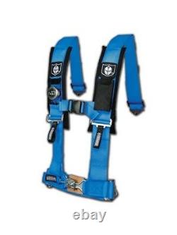 2x Pro Armor 2 4pt Harness Seat Belt withSewn Pads BLUE For Polaris Can-Am